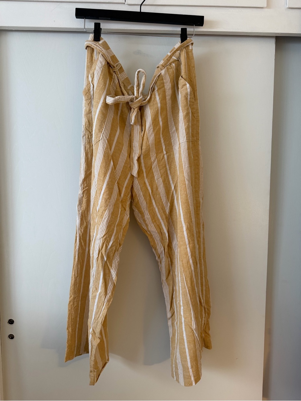 Marine Layer Striped Tie-Waist Pants - Mustard & White